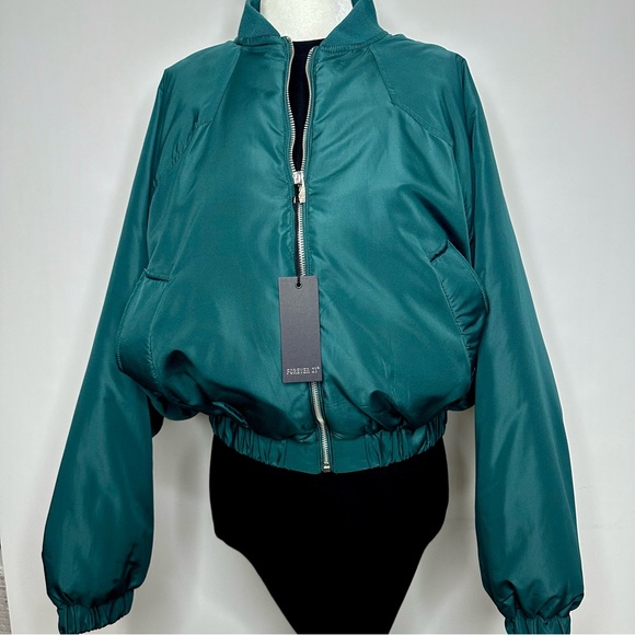 Forever 21 Hunter Green Crop Bomber Jacket - Picture 10 of 13